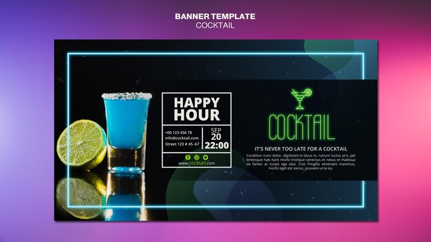 Modèle de bannière de concept de cocktail
