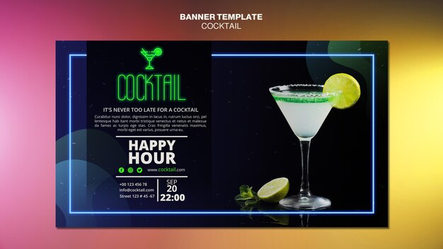 Modèle de bannière de concept de cocktail