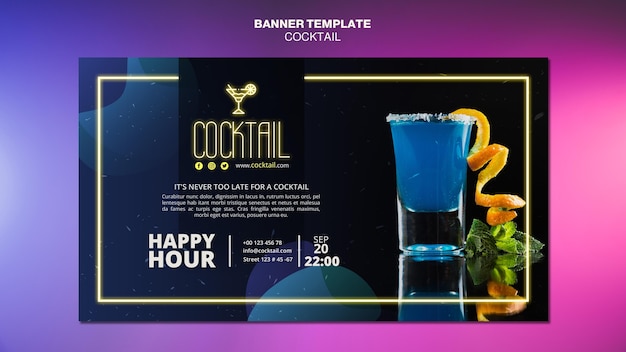 Modèle de bannière de concept de cocktail