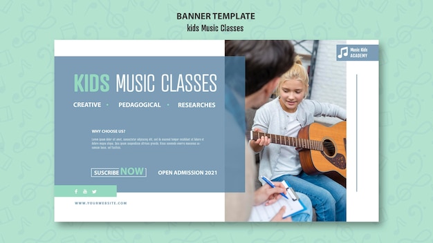 PSD gratuit modèle de bannière de concept de cours de musique pour enfants