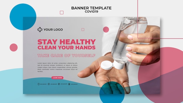 PSD gratuit modèle de bannière de concept covid19