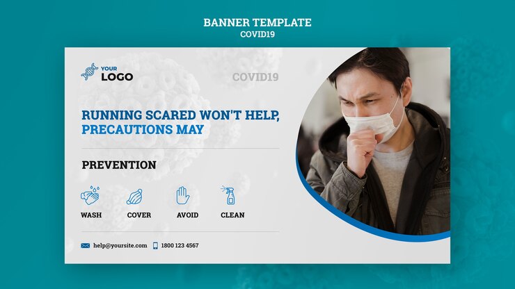 PSD gratuit modèle de bannière de concept covid19
