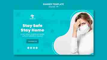 PSD gratuit modèle de bannière de concept covid19