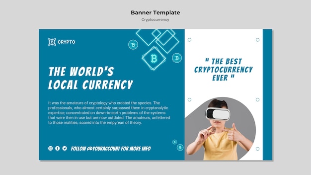 PSD gratuit modèle de bannière de concept de crypto-monnaie