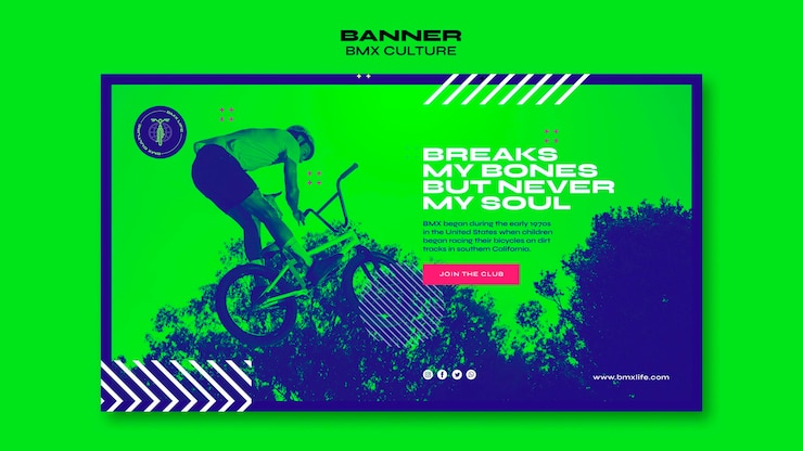 PSD gratuit modèle de bannière de concept de culture bmx