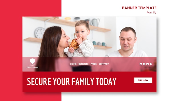 PSD gratuit modèle de bannière avec concept de famille