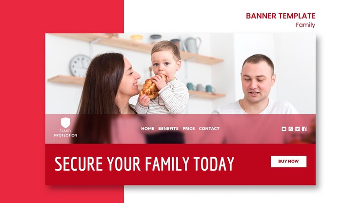 PSD gratuit modèle de bannière avec concept de famille