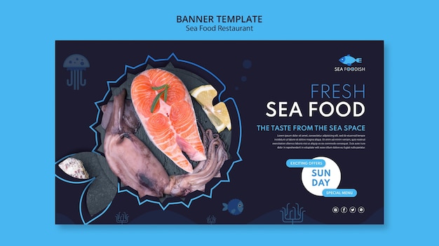 PSD gratuit modèle de bannière de concept de fruits de mer