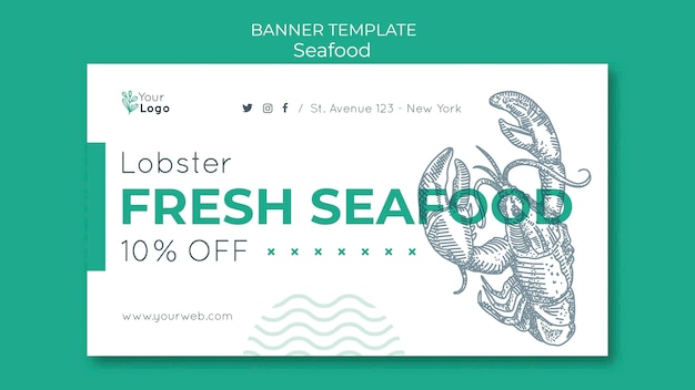 Modèle De Bannière De Concept De Fruits De Mer