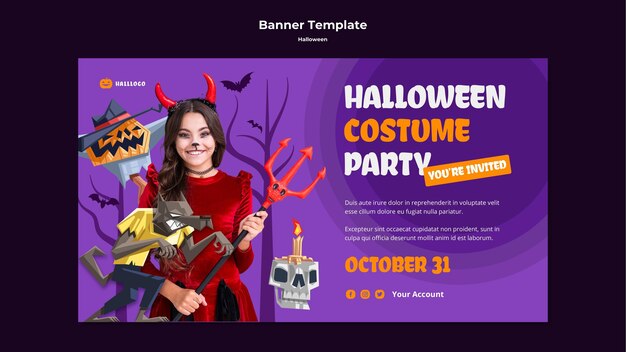 Modèle de bannière de concept Halloween