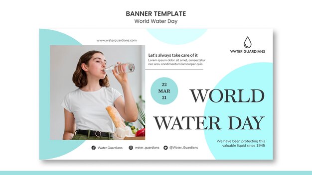 Modèle de bannière de concept de journée mondiale de l'eau