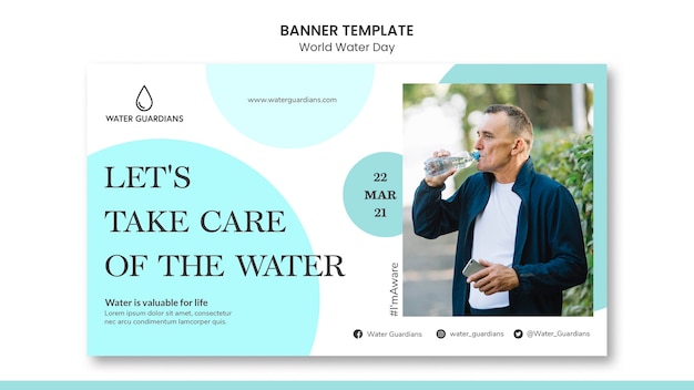 PSD gratuit modèle de bannière de concept de journée mondiale de l'eau