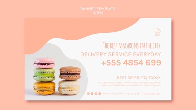Modèle de bannière avec concept de macarons