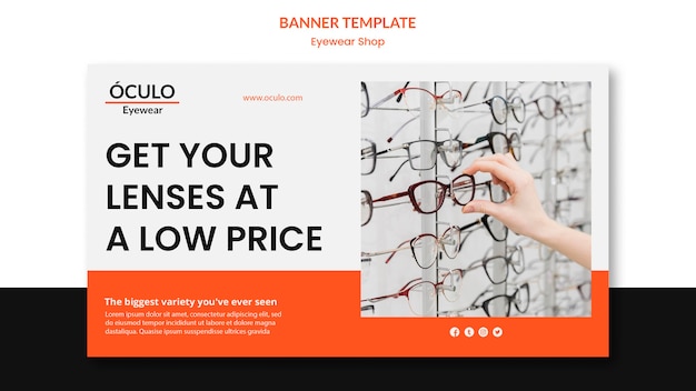 Modèle de bannière de concept de magasin de lunettes