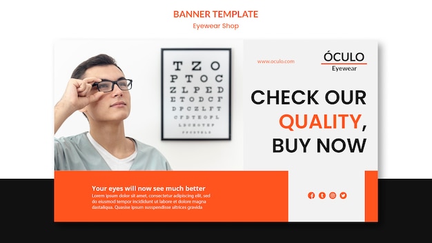 Modèle De Bannière De Concept De Magasin De Lunettes