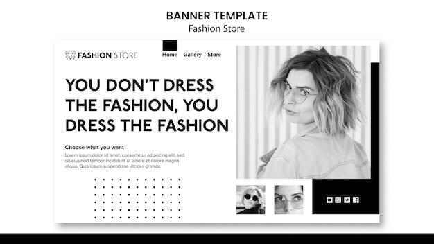 Modèle de bannière de concept de magasin de mode