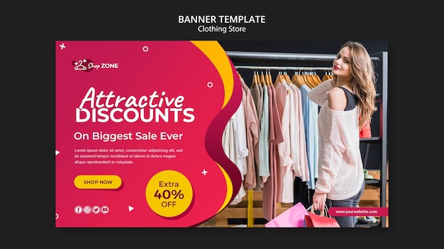 Modèle De Bannière De Concept De Magasin De Vêtements