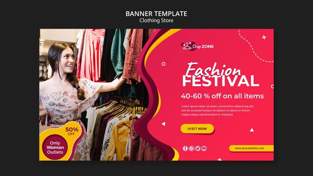 Modèle de bannière de concept de magasin de vêtements