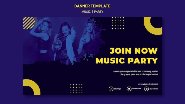 PSD gratuit modèle de bannière de concept de musique et de fête