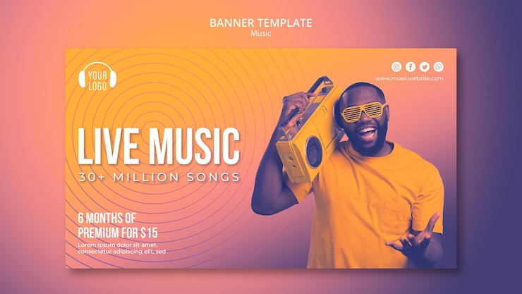 PSD gratuit modèle de bannière de concept de musique