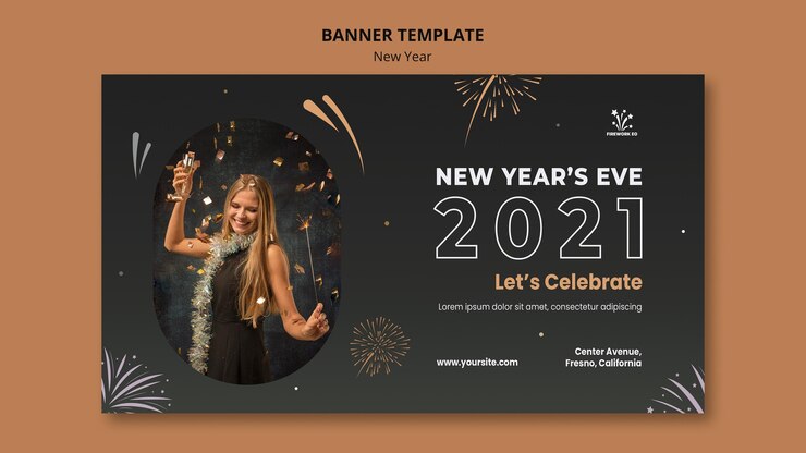 PSD gratuit modèle de bannière de concept de nouvel an