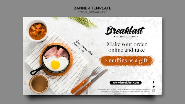 Modèle de bannière de concept de petit déjeuner