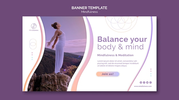 PSD gratuit modèle de bannière de concept de pleine conscience