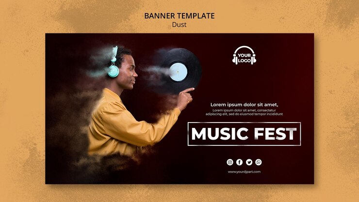 PSD gratuit modèle de bannière de concept de poussière