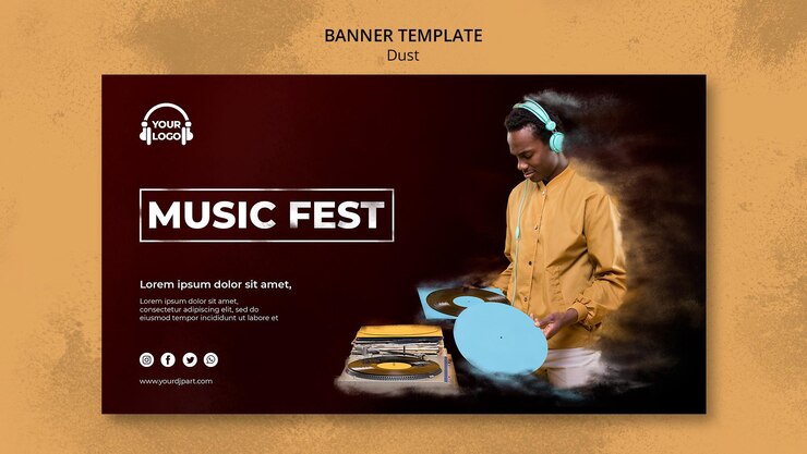 PSD gratuit modèle de bannière de concept de poussière