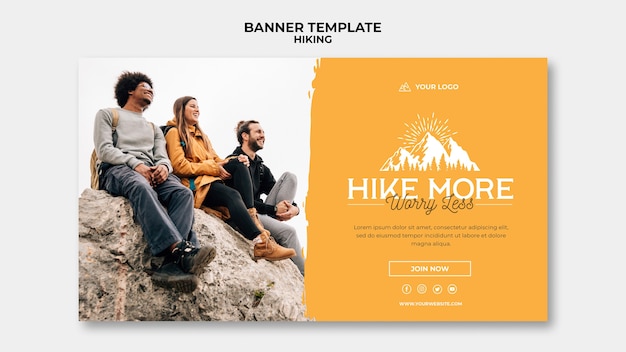 PSD gratuit modèle de bannière de concept de randonnée