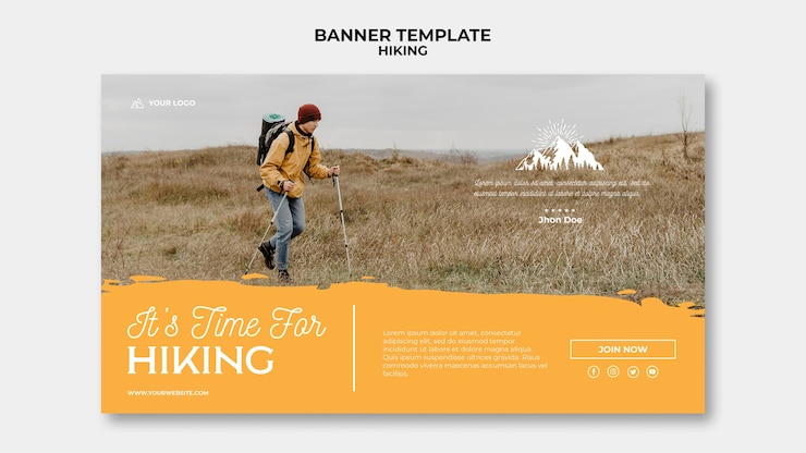 PSD gratuit modèle de bannière de concept de randonnée