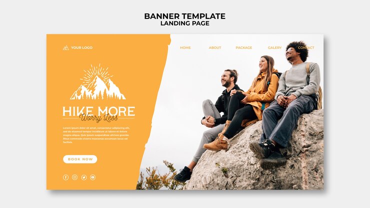 PSD gratuit modèle de bannière de concept de randonnée
