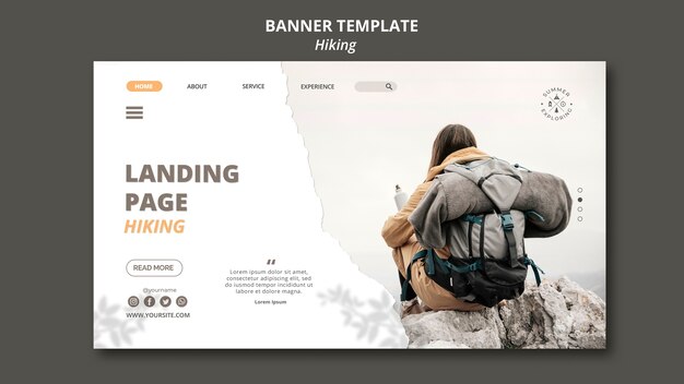 Modèle de bannière de concept de randonnée