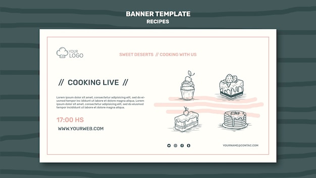 PSD gratuit modèle de bannière de concept de recettes