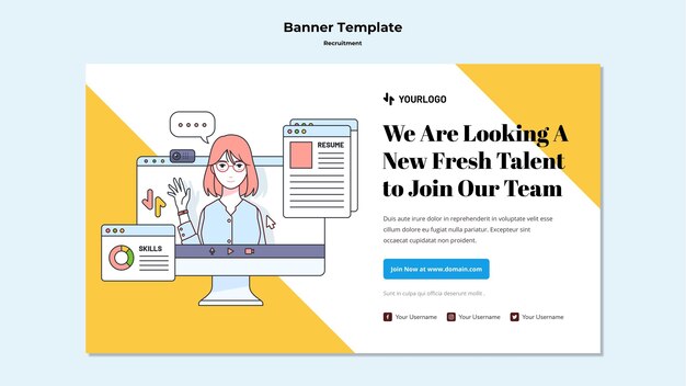 Modèle de bannière de concept de recrutement