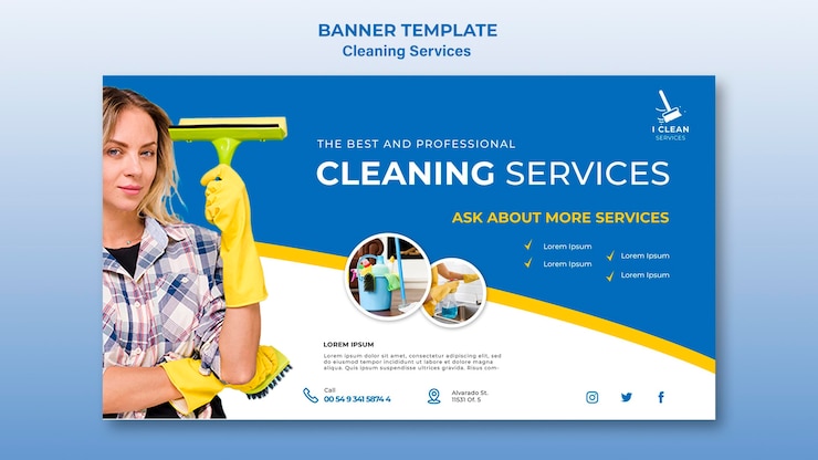 PSD gratuit modèle de bannière de concept de service de nettoyage