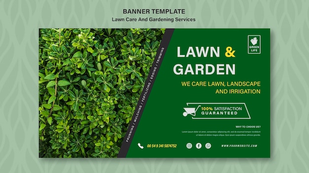 PSD gratuit modèle de bannière de concept de soins de pelouse
