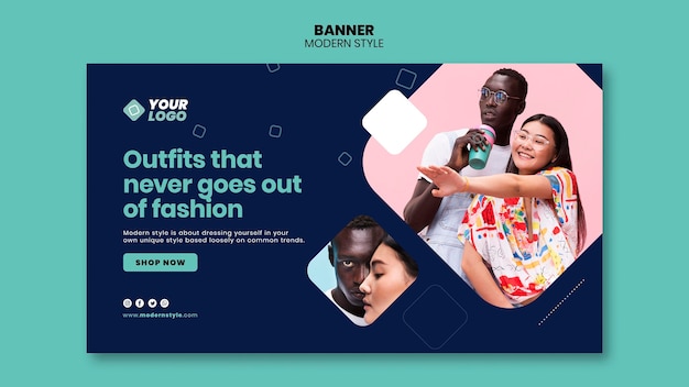 PSD gratuit modèle de bannière de concept de style moderne