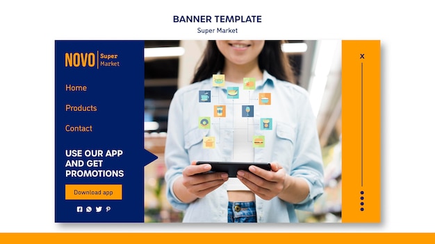 PSD gratuit modèle de bannière de concept de supermarché