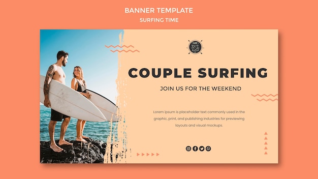 PSD gratuit modèle de bannière de concept de surf