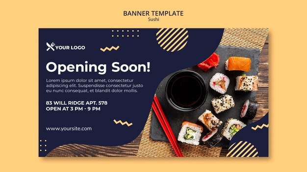 Modèle de bannière de concept de sushi