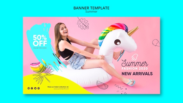 PSD gratuit modèle de bannière avec concept de vente d'été