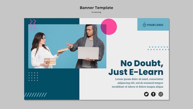 PSD gratuit modèle de bannière avec conception e-learning