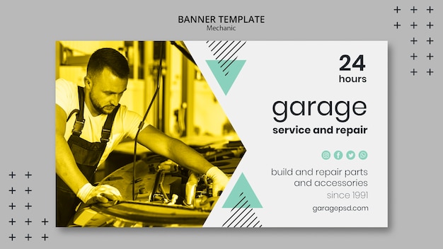 PSD gratuit modèle de bannière avec conception mécanique