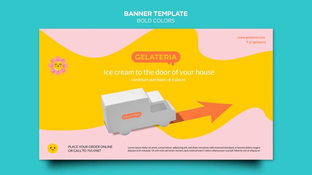Modèle de bannière conceptuelle aux couleurs audacieuses