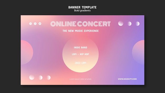 PSD gratuit modèle de bannière de concert en ligne