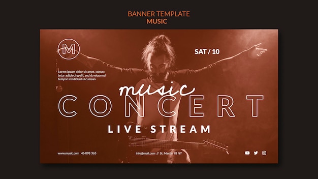 Modèle de bannière de concert de musique en direct