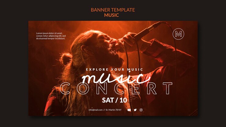 PSD gratuit modèle de bannière de concert de musique