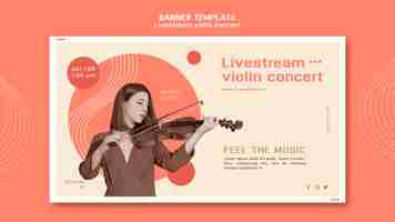 PSD gratuit modèle de bannière de concert de violon livestream