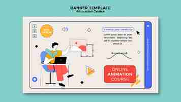 PSD gratuit modèle de bannière de cours d'animation